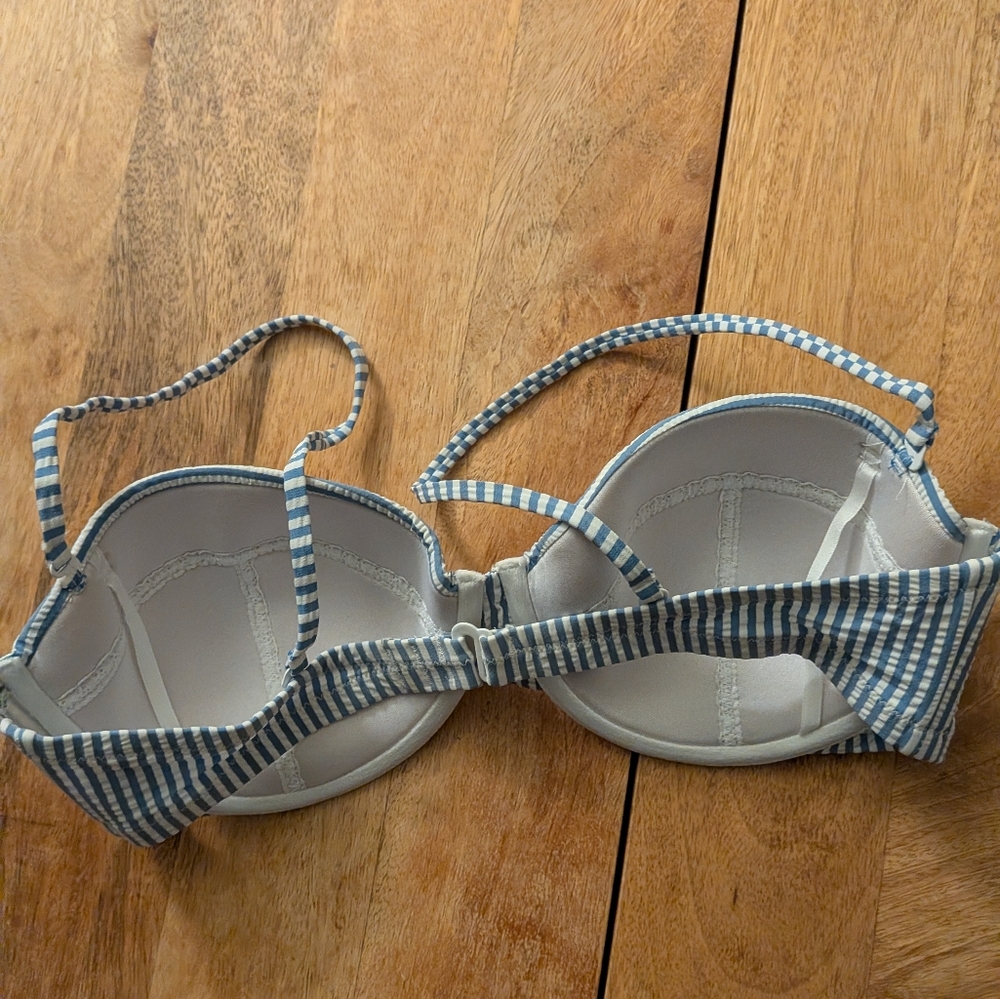 J Crew Striped Seersucker Bikini Top 34D - Picture 3 of 8